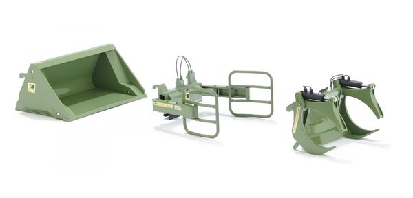 Wiking  Frontlader Werkzeuge - Set A Bressel+Lade grün
