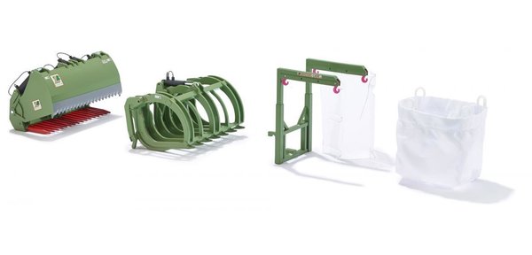 Wiking   Frontlader Werkzeuge - Set B Bressel+Lade grün